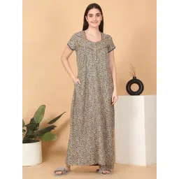 Sweet Dreams Mustard Viscose Printed Night Dress-picture-14
