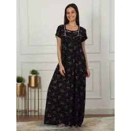 Sweet Dreams Navy Blue Cotton Printed Night Dress-picture-42