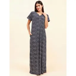 Sweet Dreams Navy Cotton Printed Nighty-picture-42