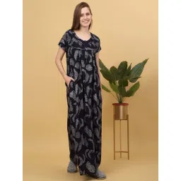 Sweet Dreams Navy Cotton Printed Nighty-picture-38