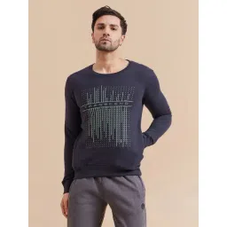 Sweet Dreams Navy Regular Fit Geometric Print Sweatshirt-picture-41