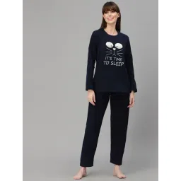 Sweet Dreams Navy Regular Fit Printed Pyjama set-picture-23