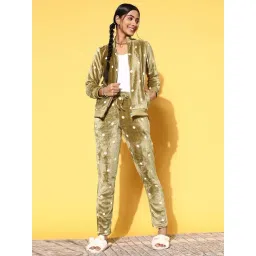 Sweet Dreams Olive Green Polka Dots Jacket Pyjama Set-picture-37