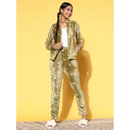 Sweet Dreams Olive Green Polka Dots Night Track Suit-picture-44