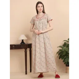 Sweet Dreams Orange Cotton Regular Fit Night Dress-picture-36