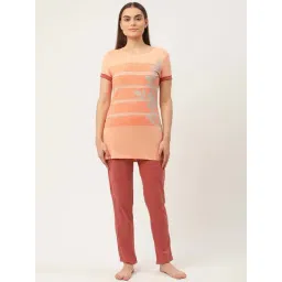 Sweet Dreams Peach & Pink Cotton Printed T-Shirt Pyjamas Set-picture-15