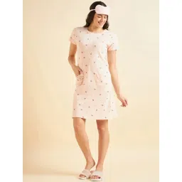 Sweet Dreams Peach Cotton Printed Night Dress-picture-24