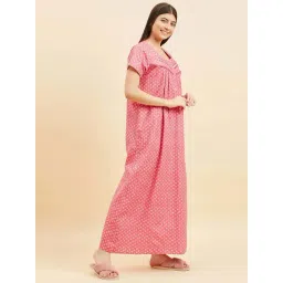 Sweet Dreams Peach Cotton Printed Night Gown-picture-21