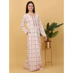 Sweet Dreams Peach Cotton Printed Night Gown-picture-22