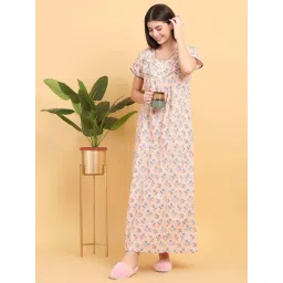 Sweet Dreams Peach Cotton Printed Night Gown image 1