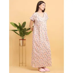 Sweet Dreams Peach Cotton Printed Night Gown image 3