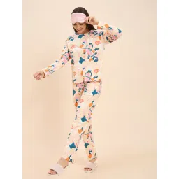 Sweet Dreams Peach Cotton Printed T-Shirt With Pyjamas-picture-37