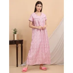 Sweet Dreams Peach Cotton Regular Fit Night Dress-picture-30