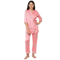 Sweet Dreams Peach Polka Dot Pajama Set With Robe-image-13