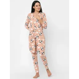 Sweet Dreams Peach Printed 3 Piece Night Suit-image-14