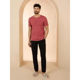 Sweet Dreams Pink & Black Regular Fit Geometric Lounge Set-picture-15