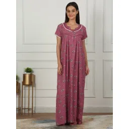 Sweet Dreams Pink Cotton Floral Night Dress-picture-31