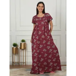 Sweet Dreams Pink Cotton Floral Night Dress-picture-29