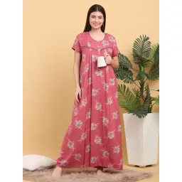 Sweet Dreams Pink Cotton Floral Night Dress-picture-45