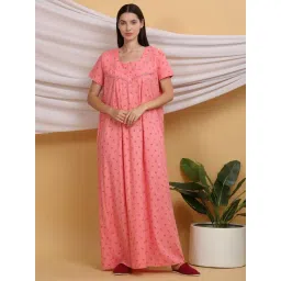 Sweet Dreams Pink Cotton Printed Night Gown-picture-39
