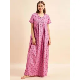 Sweet Dreams Pink Cotton Printed Nighty-picture-42