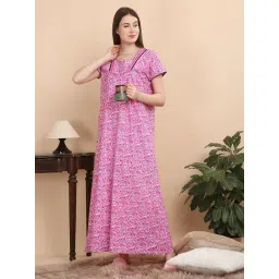 Sweet Dreams Pink Cotton Printed Nighty-picture-49