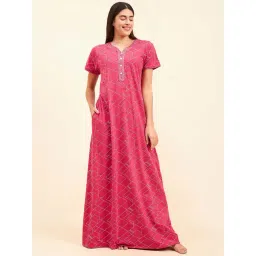 Sweet Dreams Pink Cotton Printed Nighty-picture-35