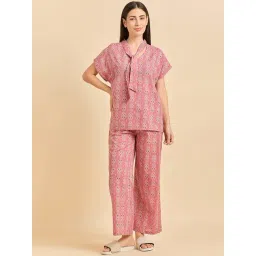 Sweet Dreams Pink Cotton Printed T-Shirt & Pyjama Set-picture-42
