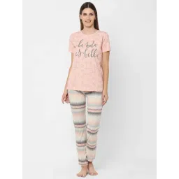Sweet Dreams Pink Cotton Printed T-Shirt Pyjamas Set-picture-29