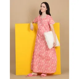Sweet Dreams Pink Cotton Regular Fit Geometric Print Night Dress-picture-24