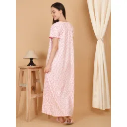 Sweet Dreams Pink Cotton Regular Fit Geometric Print Night Dress image 2