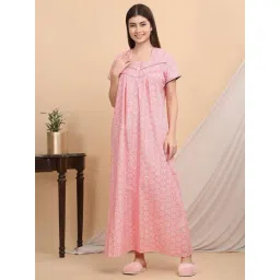 Sweet Dreams Pink Cotton Regular Fit Night Dress-picture-26
