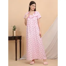 Sweet Dreams Pink Cotton Regular Fit Night Dress-picture-30
