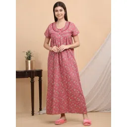 Sweet Dreams Pink Cotton Regular Fit Night Dress-picture-40