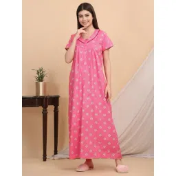 Sweet Dreams Pink Cotton Regular Fit Night Dress-picture-32