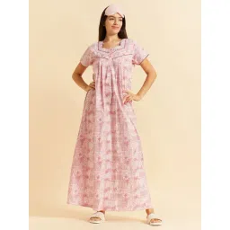 Sweet Dreams Pink Cotton Regular Fit Printed Short Sleeves Nightdress-picture-49