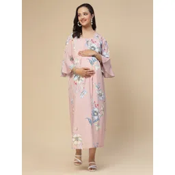Sweet Dreams Pink Floral Printed Maternity Nightdress-picture-35