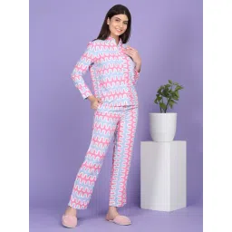 Sweet Dreams Pink Rayon Geometric Pyjama Set-picture-36