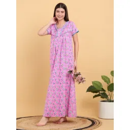 Sweet Dreams Pink Regular Fit Floral Nightdress-picture-29