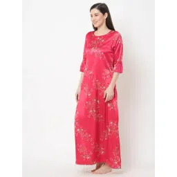 Sweet Dreams Pink Satin Floral Print Nighty-picture-30