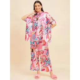 Sweet Dreams Pink Satin Printed Top With Pyjamas-picture-34