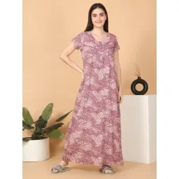 Sweet Dreams Pink Viscose Printed Night Dress-picture-28