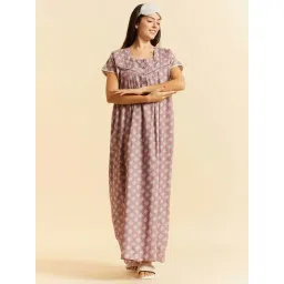 Sweet Dreams Purple Cotton Printed Nighty-picture-40
