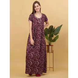 Sweet Dreams Purple Cotton Printed Nighty-picture-36