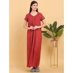 Sweet Dreams Red Regular Fit Printed Nighty-picture-46