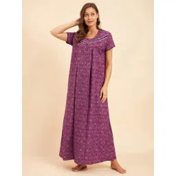 Sweet Dreams Rose Pink Printed Nighty-picture-50