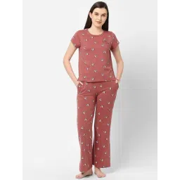 Sweet Dreams Rust Printed Pajama Set-picture-31