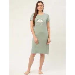 Sweet Dreams Sage Green Cotton Printed Sleep Tee-picture-43