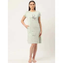 Sweet Dreams Sage Green Cotton Striped Sleep Tee-picture-17