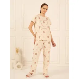 Sweet Dreams Vanila Ice Cotton Animal Print Pyjama Set-picture-28